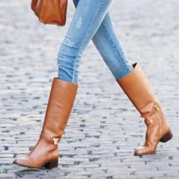 Michael Kors Genuine Leather Hamilton Riding Brown Leather Knee-High Boots - Picture 6 of 12